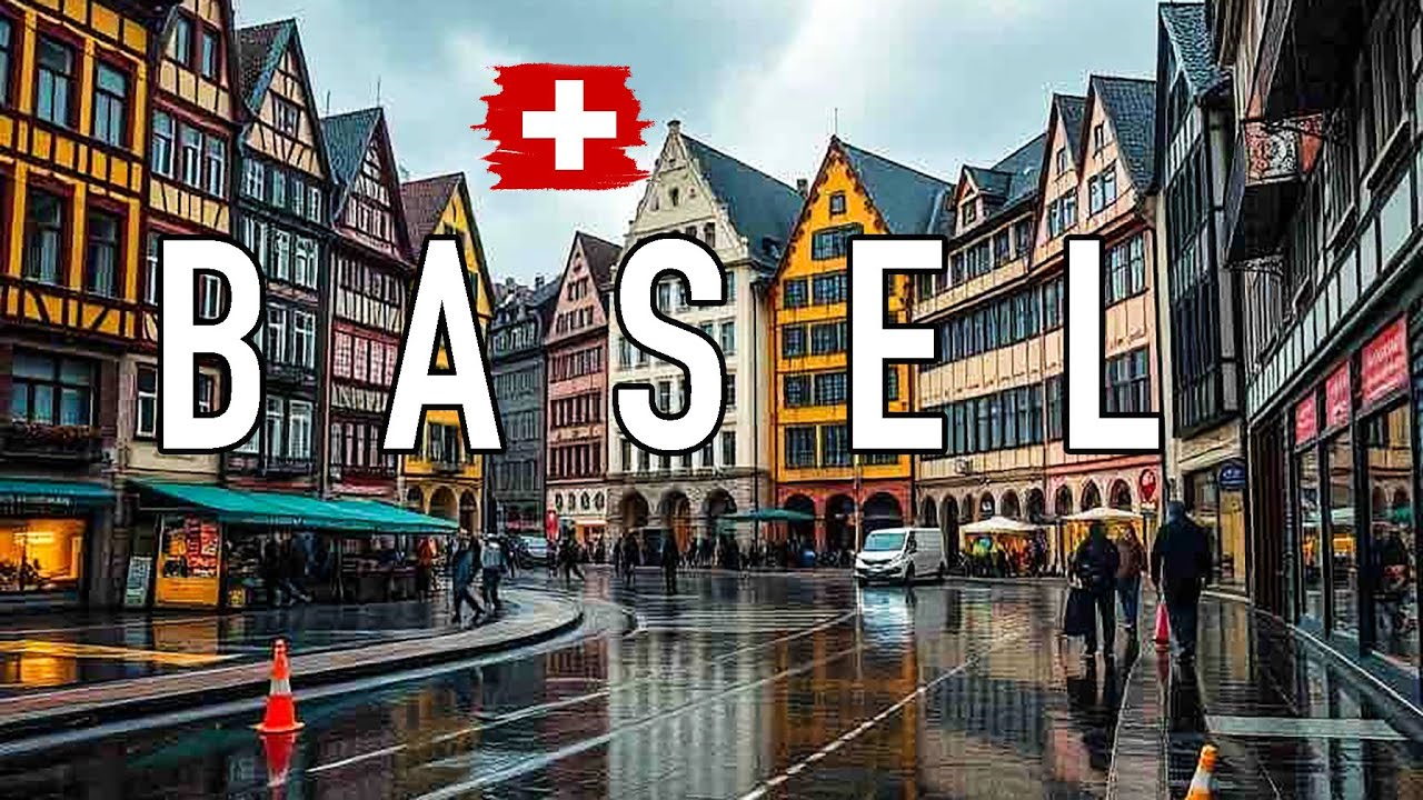 Walking in the Rain in the beautiful town BASEL, Switzerland