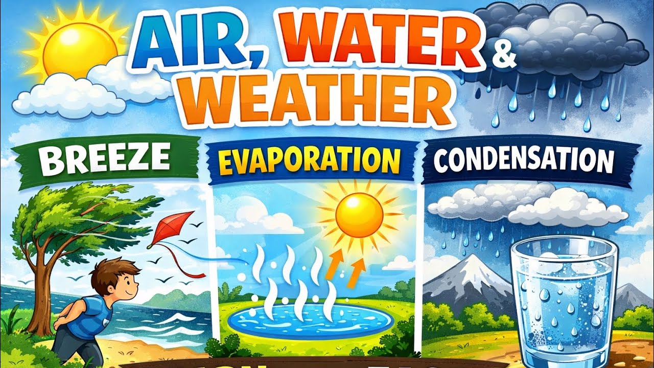 EVS | Air water and weather easy Explanation | Sea and Land breeze| Evaporation condensation | learn
