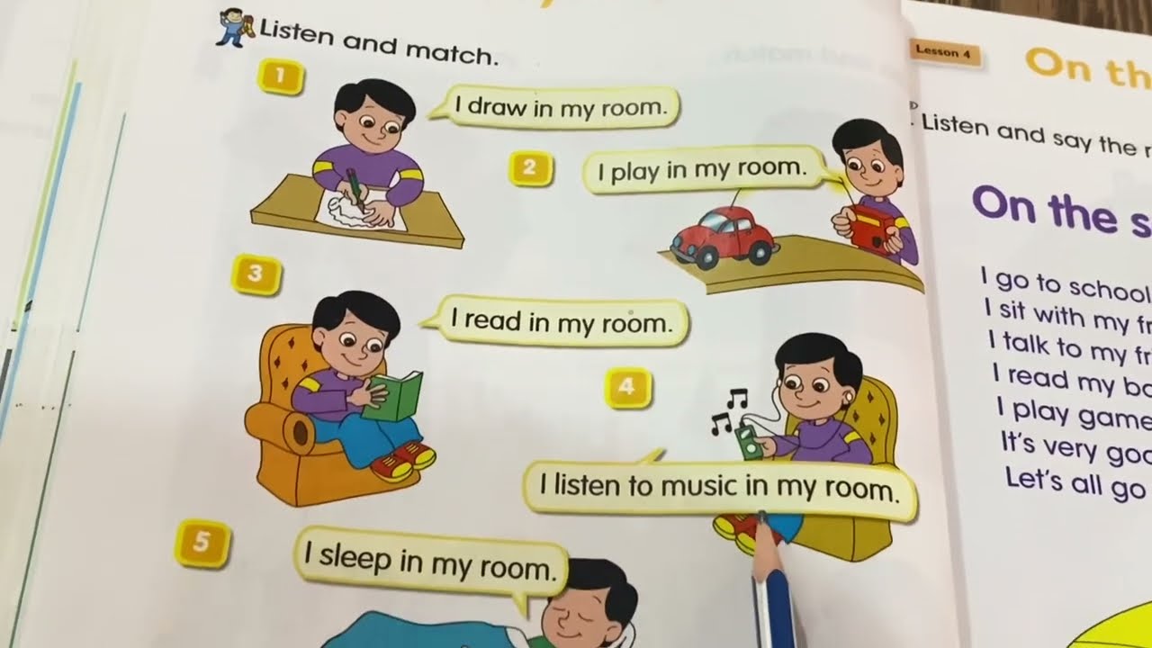 انكليزي الصف الثالث الابتدائي يونت ٣ الدرس ٤ ص ٤٤و٤٥ In my room في غرفتي