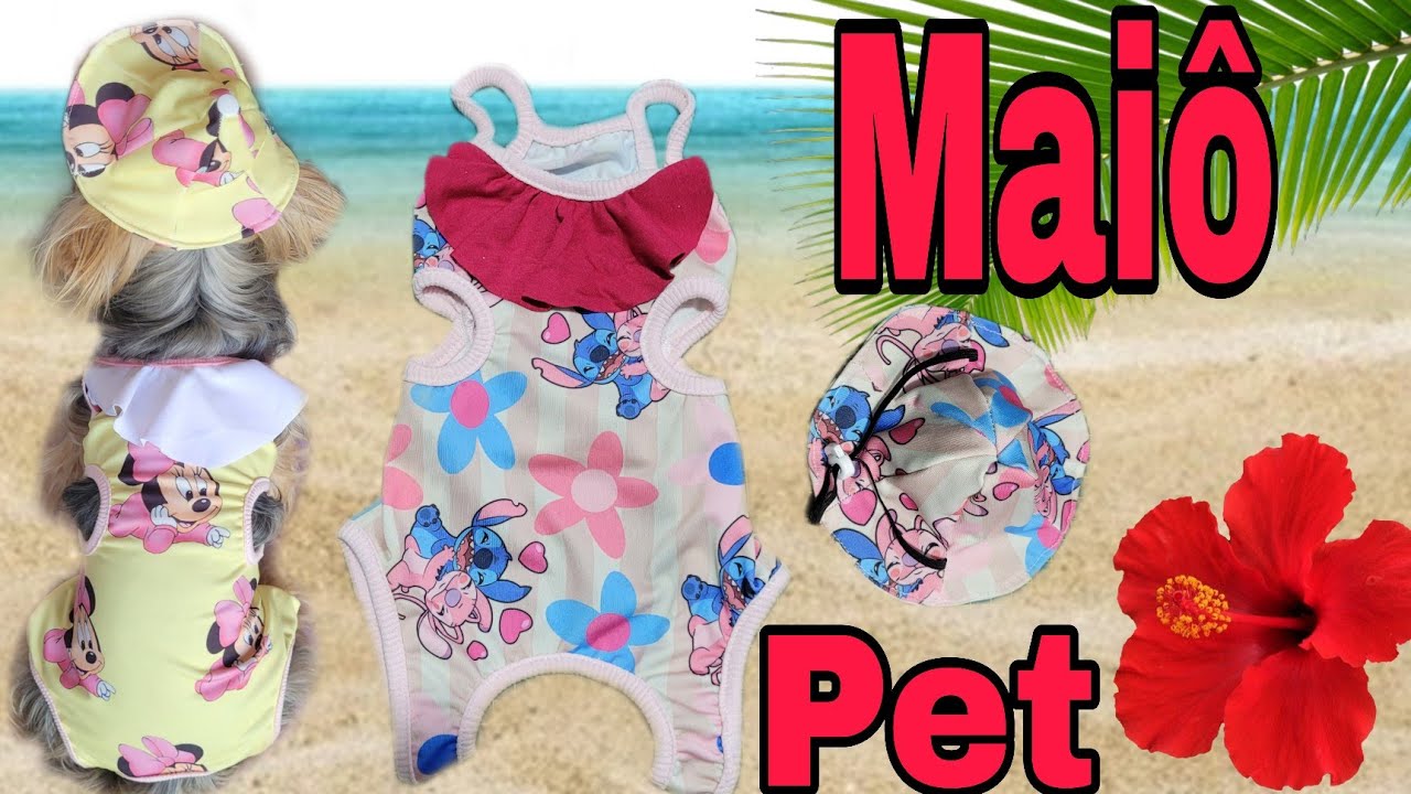 Maiô Pet e Chapéu flor/ Molde na descrição do vídeo 