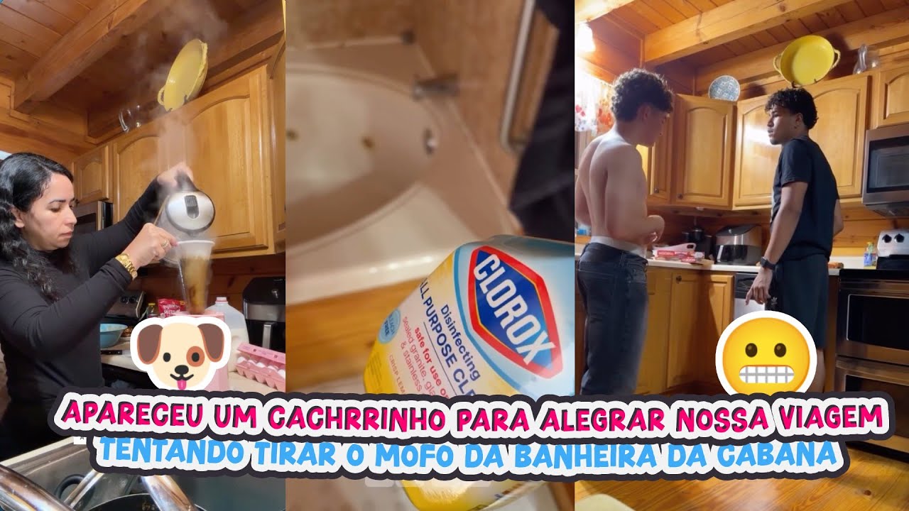 APARECEU UM CACHORRINHO PARA ALEGRAR NOSSA VIAGEM+TENTANDO TIRAR O MOFO DA BANHEIRA DA CABANA!