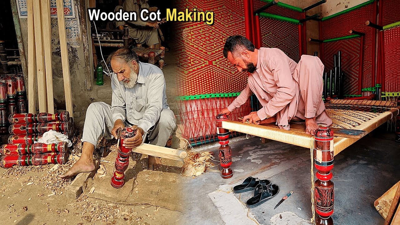 Beautifully  Designed Amazing Wooden Cot Making Process || Artistic Technique of Charpai Design