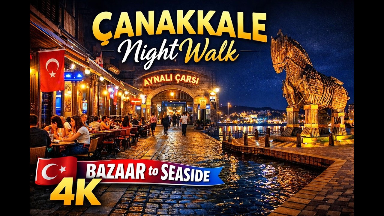 Çanakkale Night Walk 4K (2026) | Behind Aynalı Çarşı to the Beautiful Coastline
