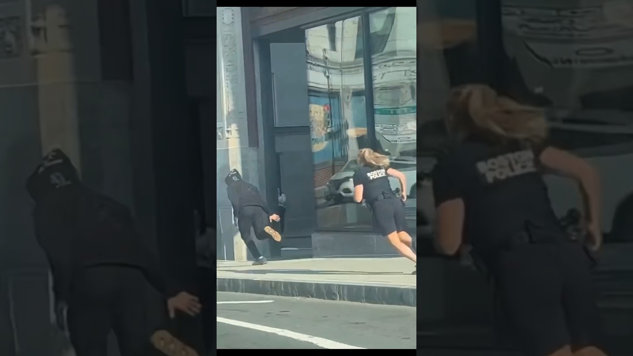 Boston police officers show off speed in wild foot chase