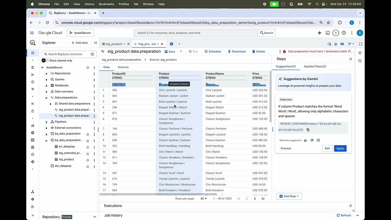 BigQuery Data Preparation