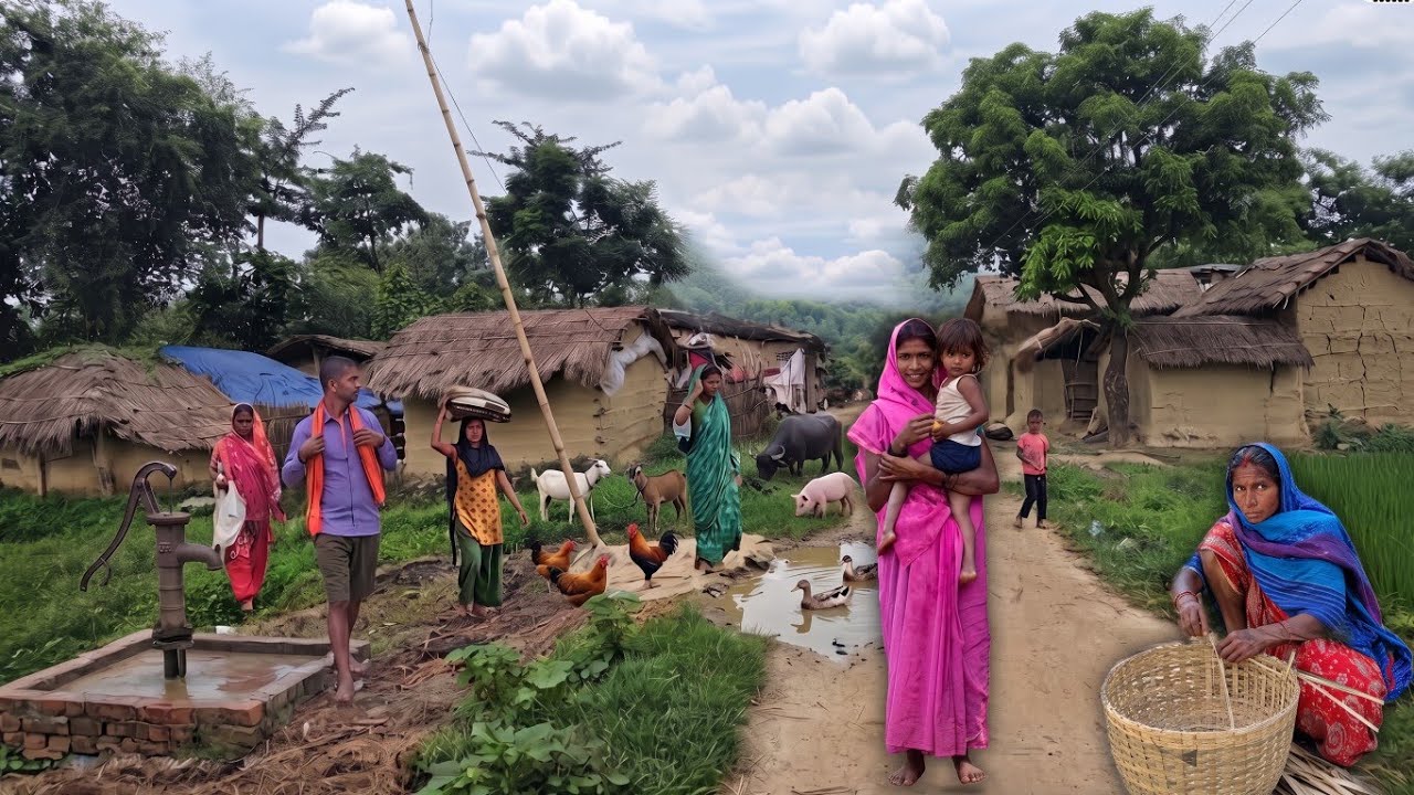 Indian village life, rural culture, traditional homes, farming and peaceful countryside scenes