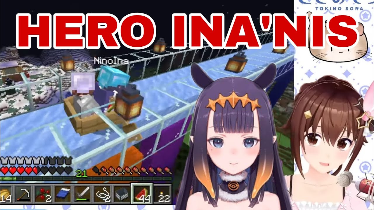 Tokino Sora n Ina'Nis Trapped In Dangerous Situation | Minecraft [Hololive/Eng Sub]