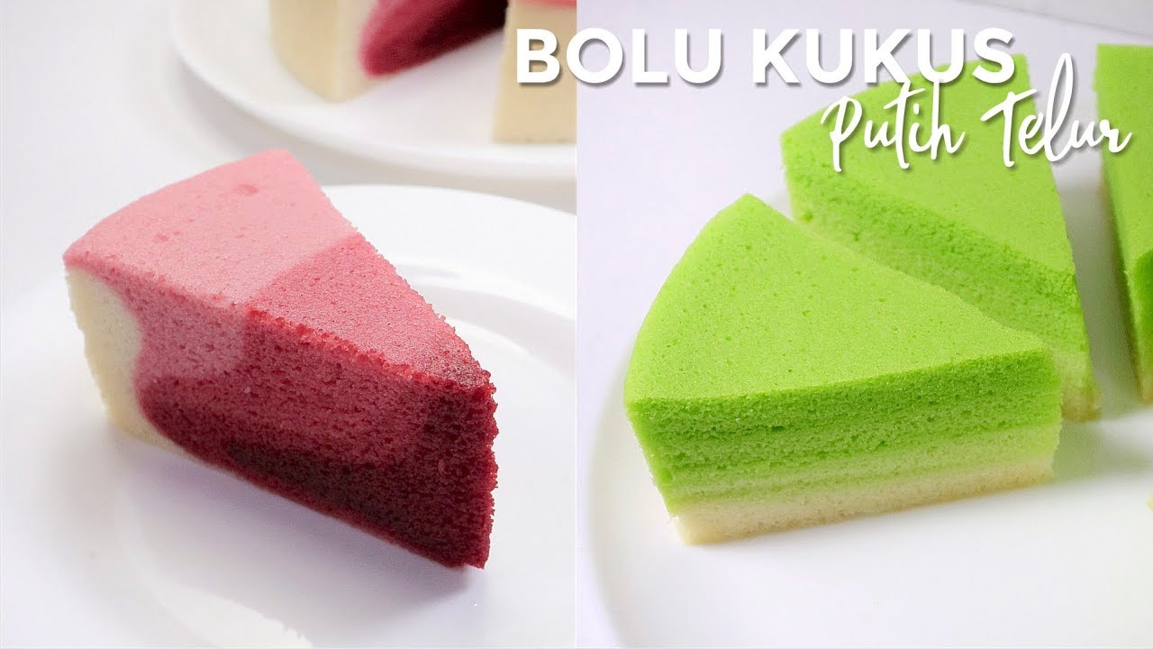BOLU KUKUS PUTIH TELUR RED VELVET + PANDAN // EGG WHITE STEAMED CAKE