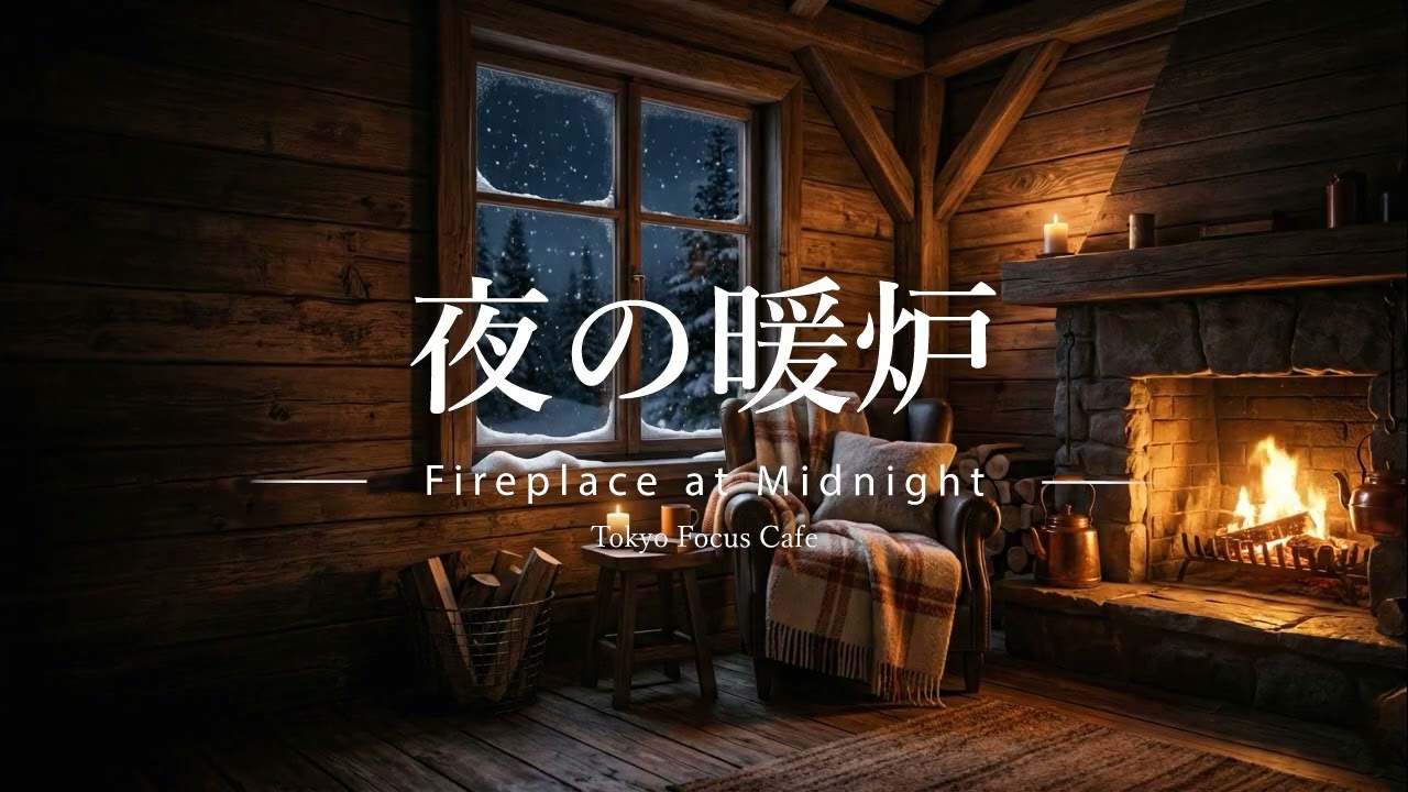 眠れない夜に、暖炉の灯りを。Fireplace at Midnight | Calm Piano & Soft Crackling Fire