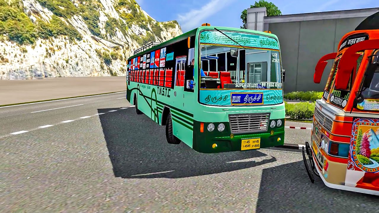 Driving in a city with Narrow Roads eurotruck simulator 2 steering wheel gameplay|bus game