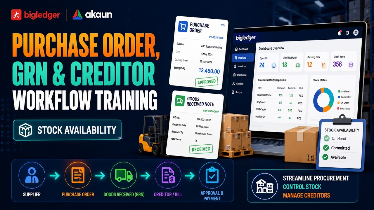 Purchase Order, GRN, Stock Availability & Creditor Workflow Training | BigLedger