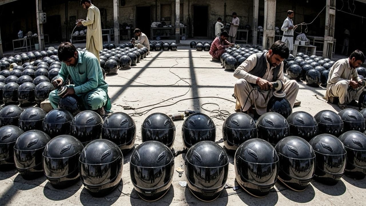 How they Made Motorcycle Helmet from fiberglass and Carbon 