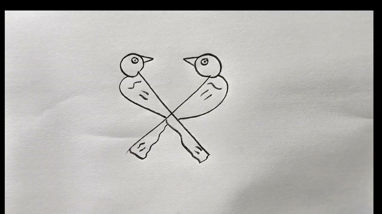Sketch Creative Birds Hanging on Branches | Simple Pencil Sketch Art