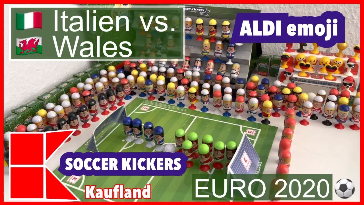Italien : Wales gespielt mit den Kaufland Soccer Kickers und die ALDI Emojis schauen zu