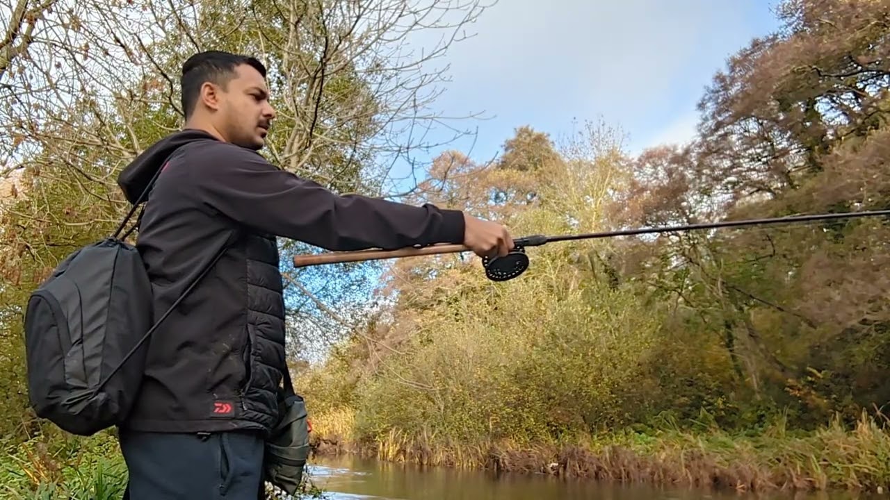 Grayling fishing on the river Itchen, one of Britain's finest chalk streams.