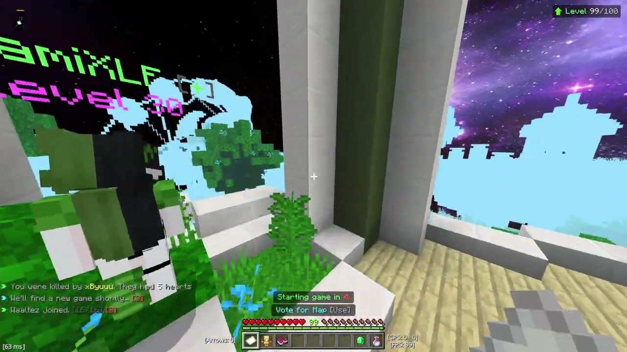Reaching 200 level in hive skywars (raw clip)
