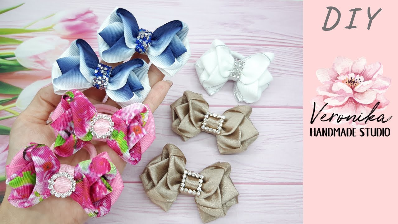 Милые бантики 7 см из двухсторонней ленты 25 мм 🎀 Bow from grosgrain ribbon 2,5 cm 🎀 Laço de fita №5