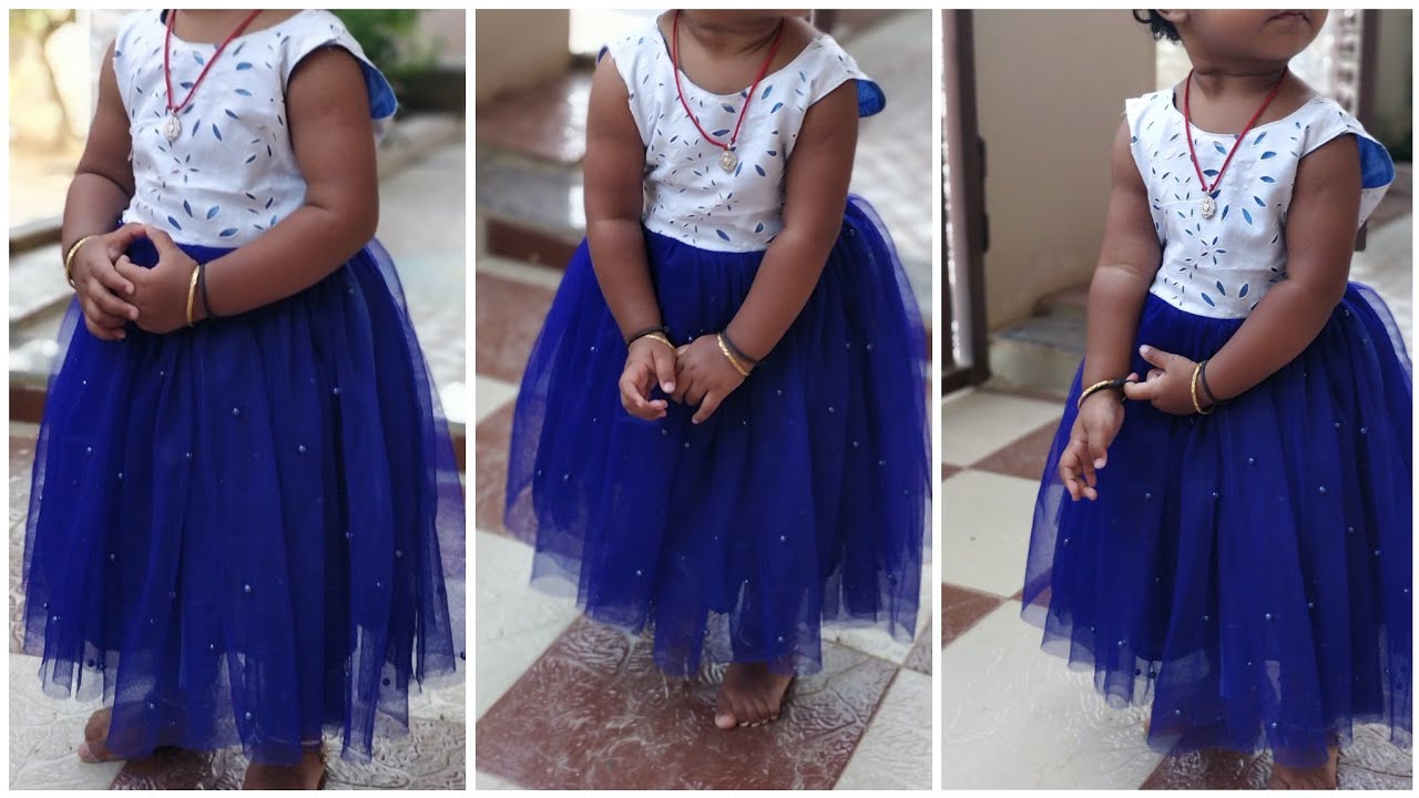 basic net frock కుట్టడం నేర్చుకోండి చాలా easy method లో//net frock cutting and stitching in Telugu