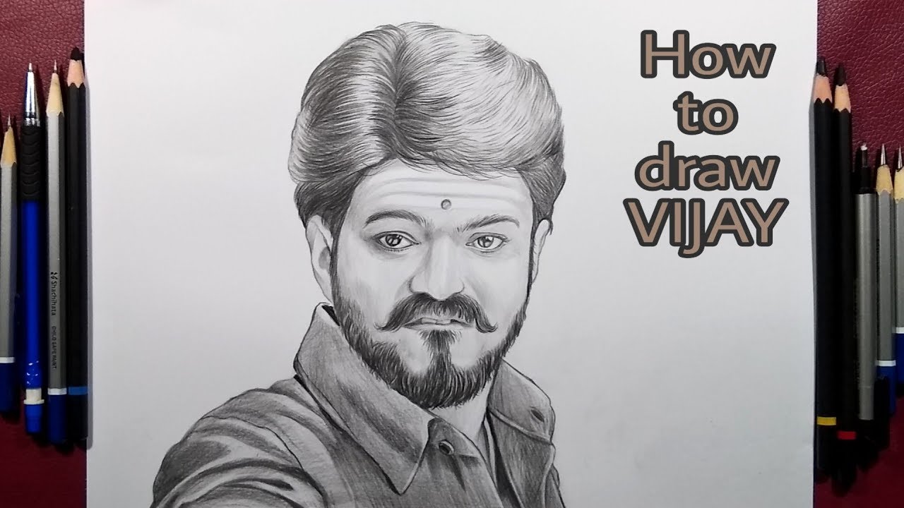 Drawing Vijay step by step