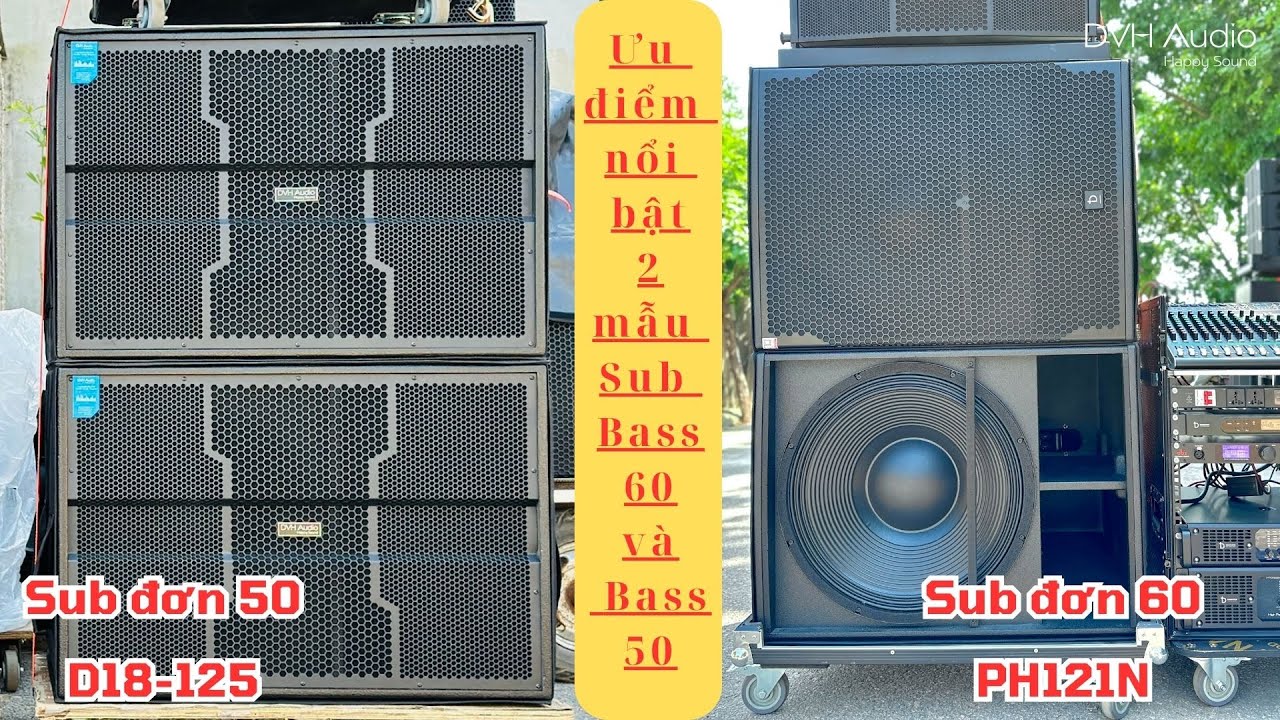 Chọn c&aacute;i n&agrave;o ? Sub đơn 50 v&agrave; 60 , so s&aacute;nh ưu nhược điểm 2 loại . DVH Audio 036 355 3277