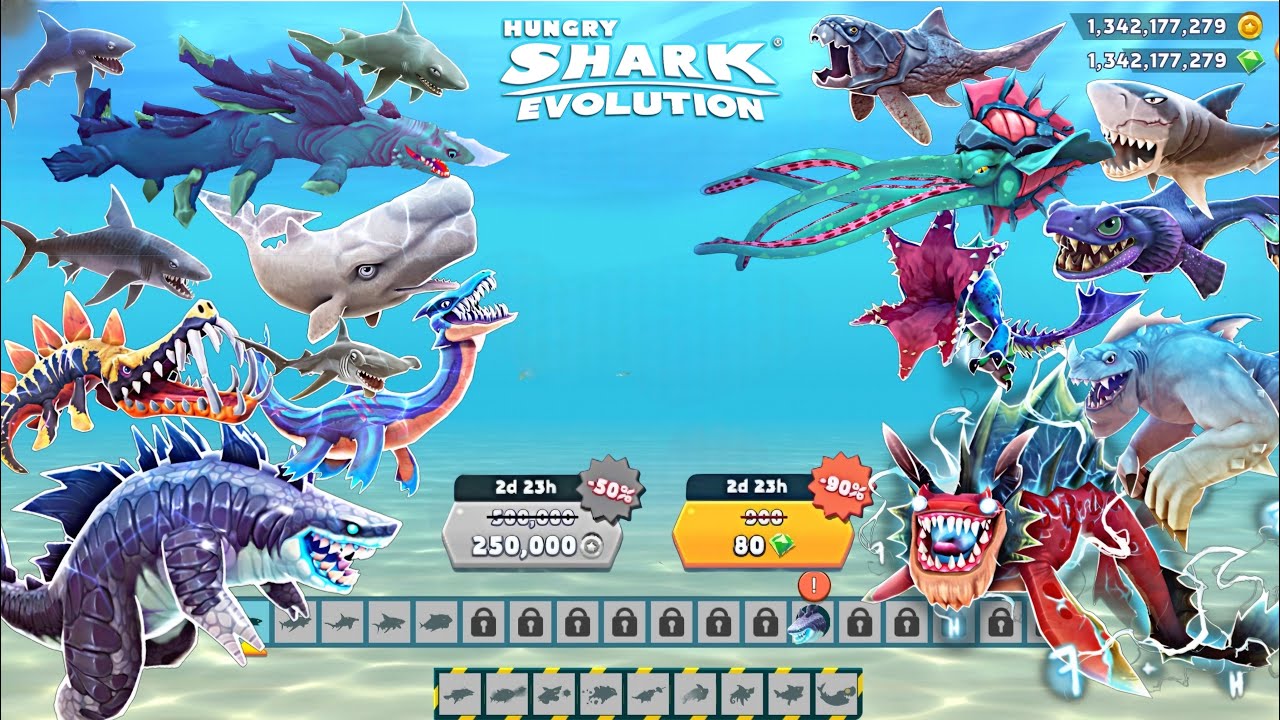 Hungry Shark Evolution - All Sharks & Skin Unlocked New Update Full Gameplay