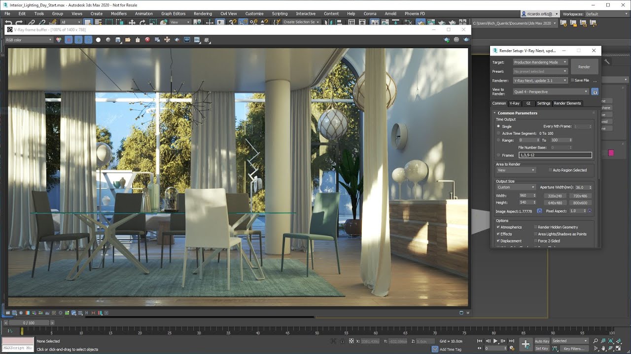Iluminación interior de día con V-Ray Next