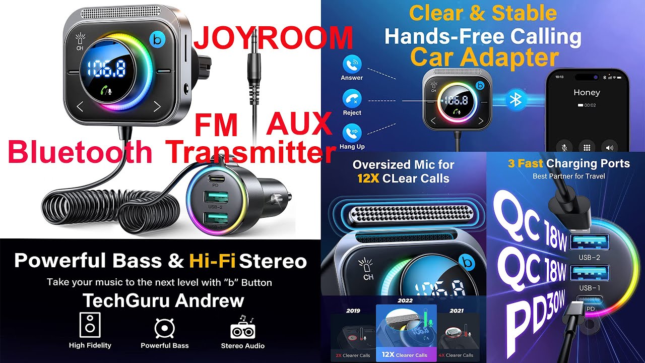 JOYROOM Bluetooth FM Transmitter AUX Car Adapter