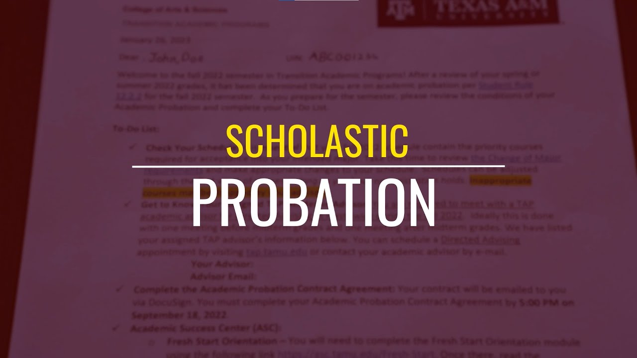 Dealing with Scholastic Probation at Texas A&M University