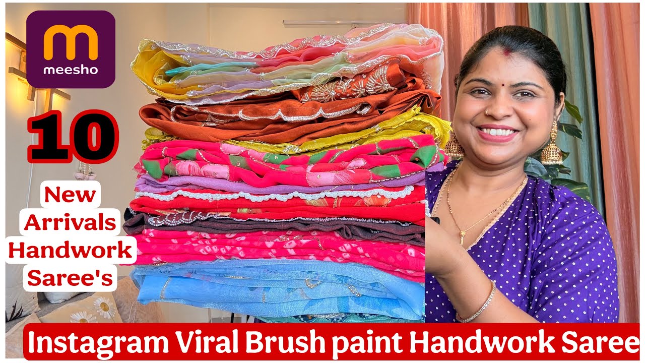 MEESHO🥰Wedding Special Handwork Saree Haul|Instagram Viral Handwork Saree collection#meesho#handwork