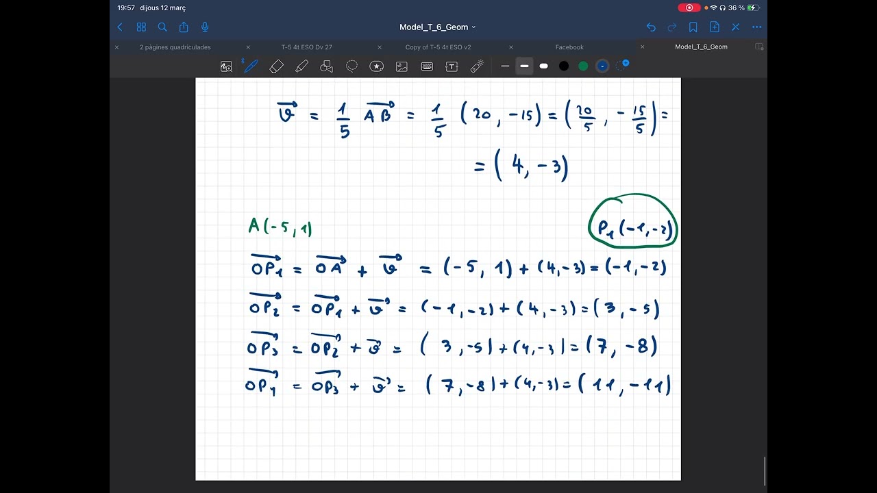 Geometria analítica 5 dividir un segment en parts iguals