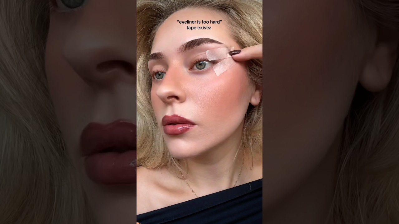 Perfect winged eyeliner with tape trick✨