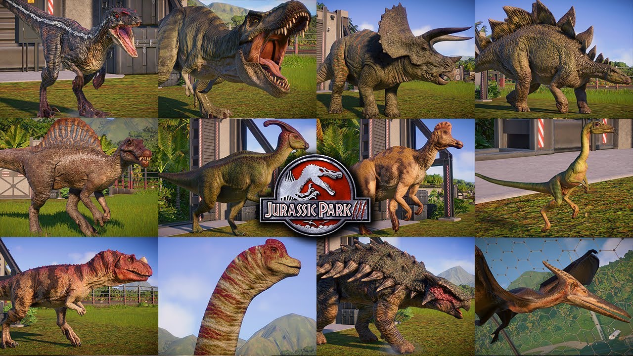 Jurassic Park III (2001) All 12 Dinosaurs & Species Max Eggs Release Animations - JWE2