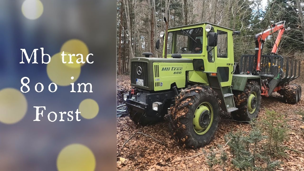 Mb trac 800 mit Perzl Rückewagen beim Brennholz fahren im Forst