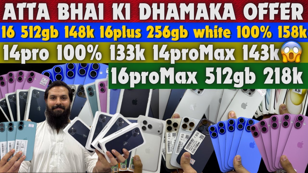 ATTA BHAI IPHONE | 14pro 100% F.U 133k 😱 16plus 256gb 100% white 158k 😍 13 boxpack 79k 14proMax 133k