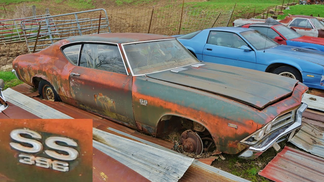 1969 SS 396 Chevelle L78 375 hp sitting.  LARGEST GM Yard Finds EVER... Part 6