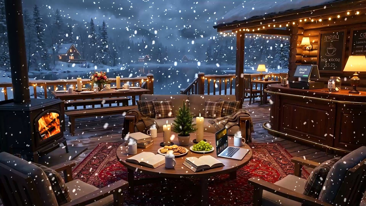 Warm Winter Coffee Shop Atmosphere ❄ Soft Jazz Instrumental Music to Unwind & Work