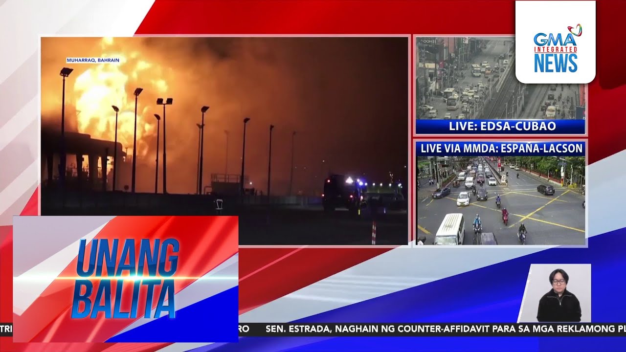 Tinatarget ng Iran ang mag fuel tank sa isang pasilidad sa Muharraq, ayon sa... | Unang Balita