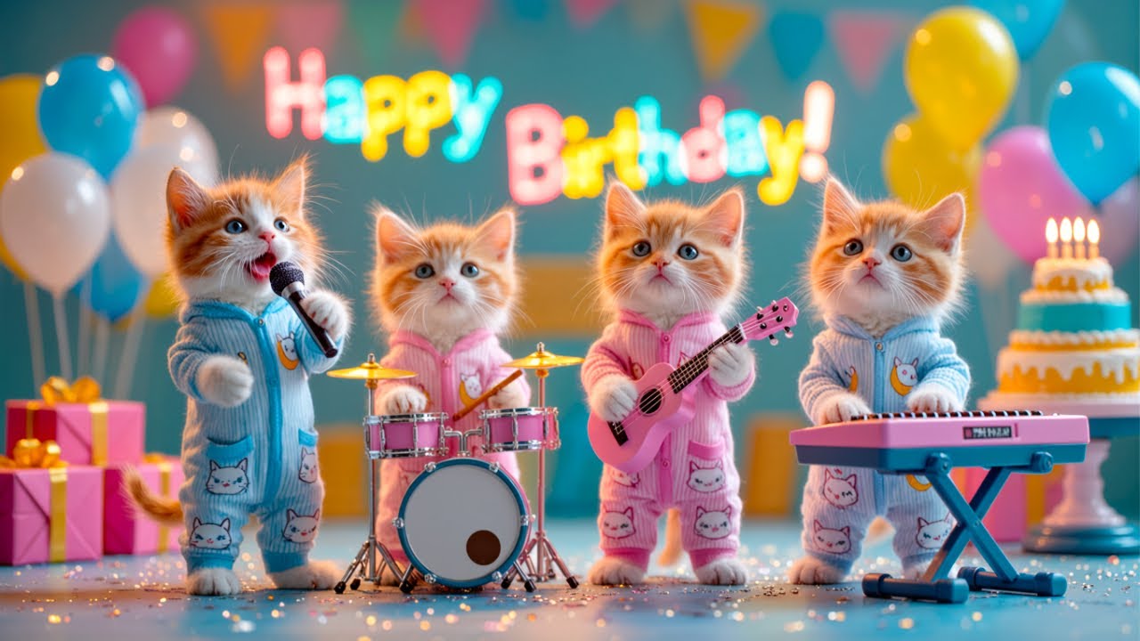 Happy Birthday Song - Cute Cat Animation - Selamat Ulang Tahun - Funny Happy Birthday to You