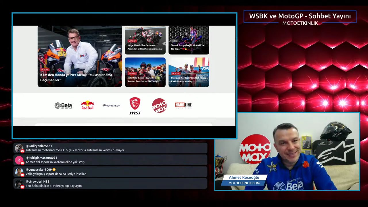 MotoGP ve WorldSBK'dan Son Haberler. Canlı Sohbet Yayını