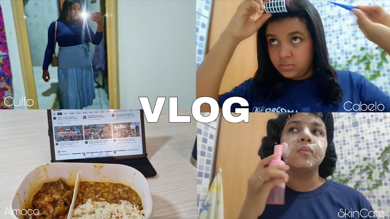 VLOG: UM DIA COMIGO | SkinCare, cabelo, trabalho, almoço, culto e + 💙