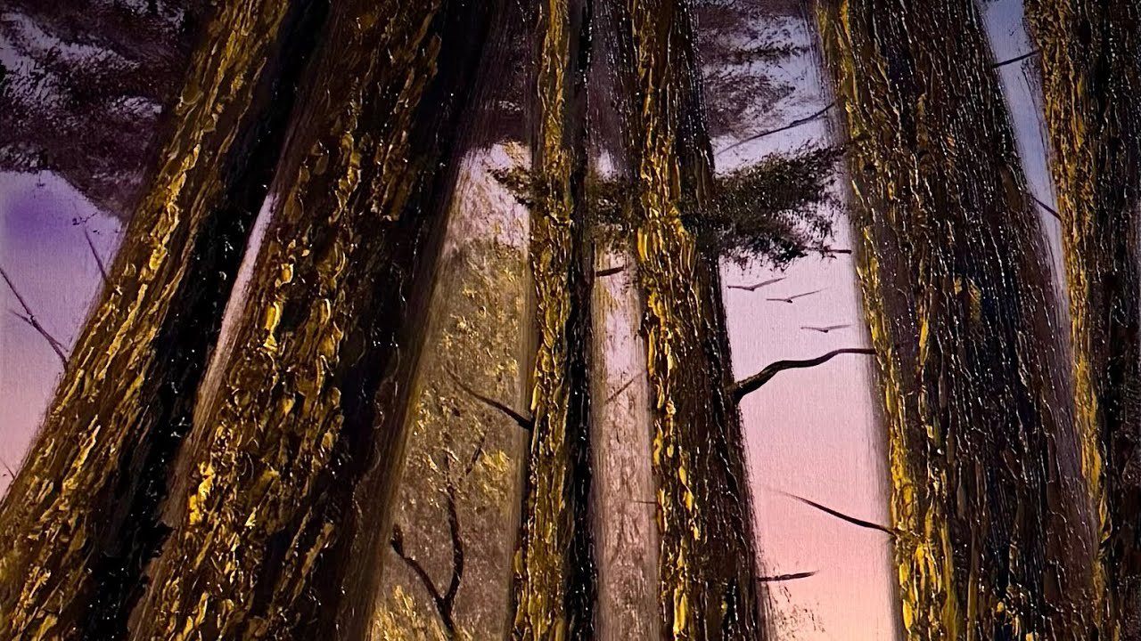 Deep Forest Tree Trunks Painting Tutorial #PaintWithJosh #PaintingTutorial #BobRoss #HowToPaint 