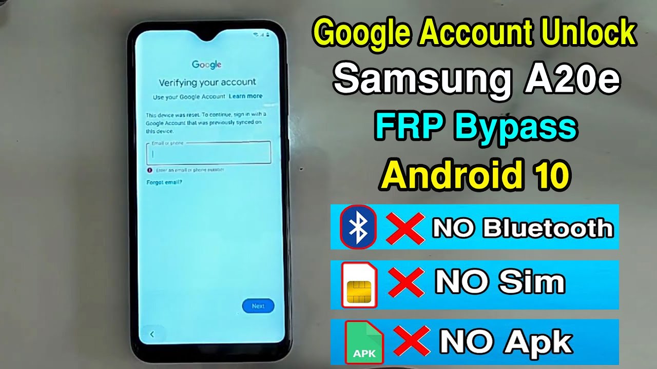 Samsung A20e FRP Bypass/A20e Google Account Unlock Android 10 Q | A20e FRP Bypass New trick 2021 ||