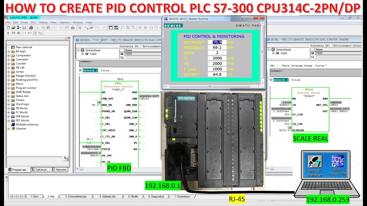 Как создать ПИД-регулятор в Simatic Manager и подключиться к ПЛК S7-300 CPU 314C-2PN/DP