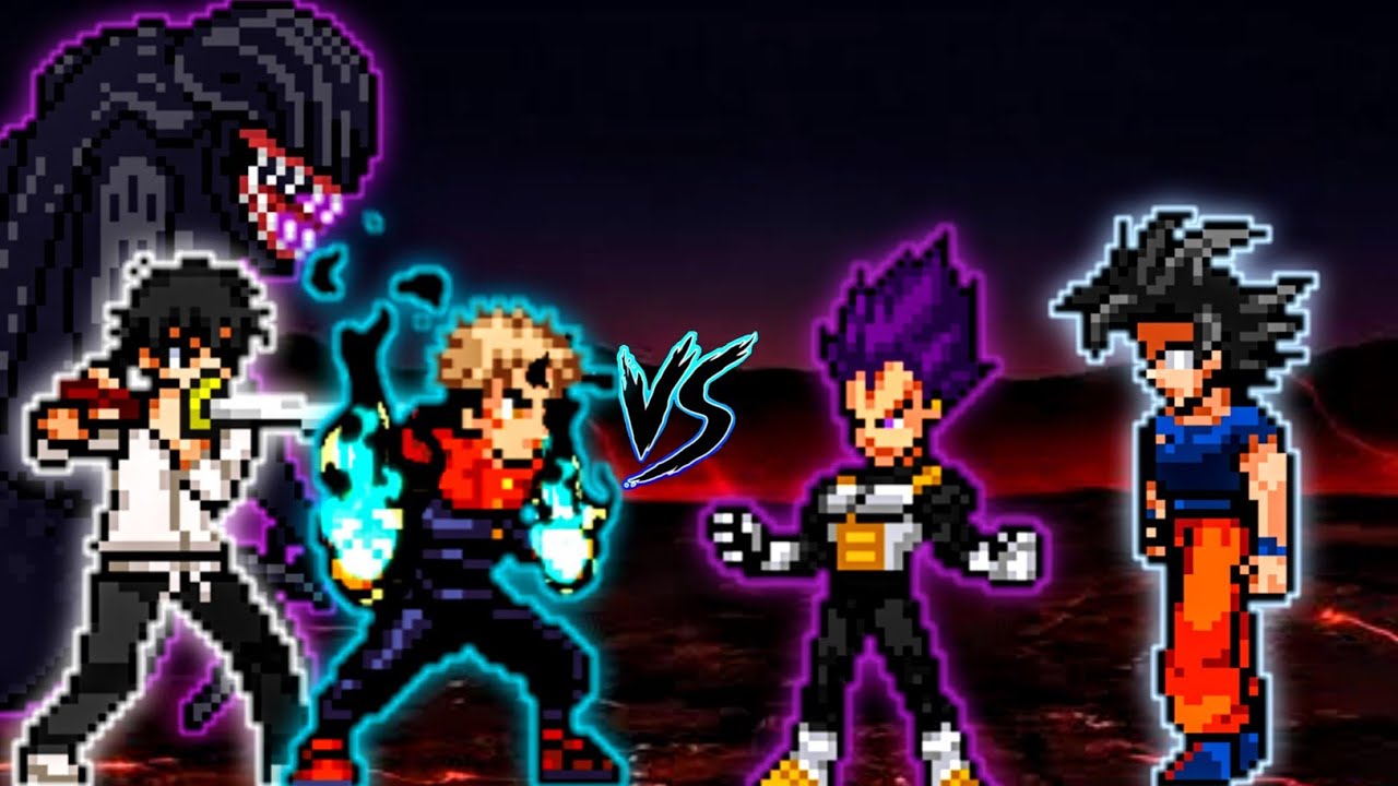 Yuta (Buffed) & Yuji Itadori OP VS Vegeta OP (all form) & Goku TP OP (all form) in Jump Force Mugen