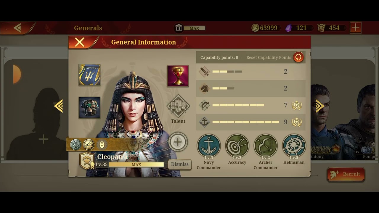 Great Conqueror  Rome : My General and item ( flag , gem summon , equipment , rune)