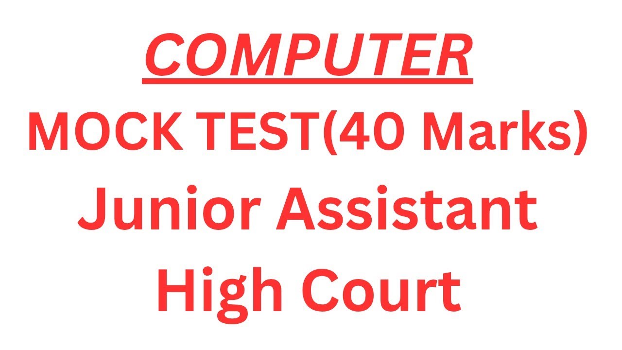 Computer Mock | Junior Assistant| High Court | Computer | 40 Marks | JKSSB all Exams