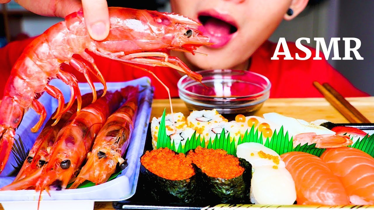 ASMR Eating Sounds | Sushi + Shrimp Sashimi (Eating Sound) | MAR ASMR