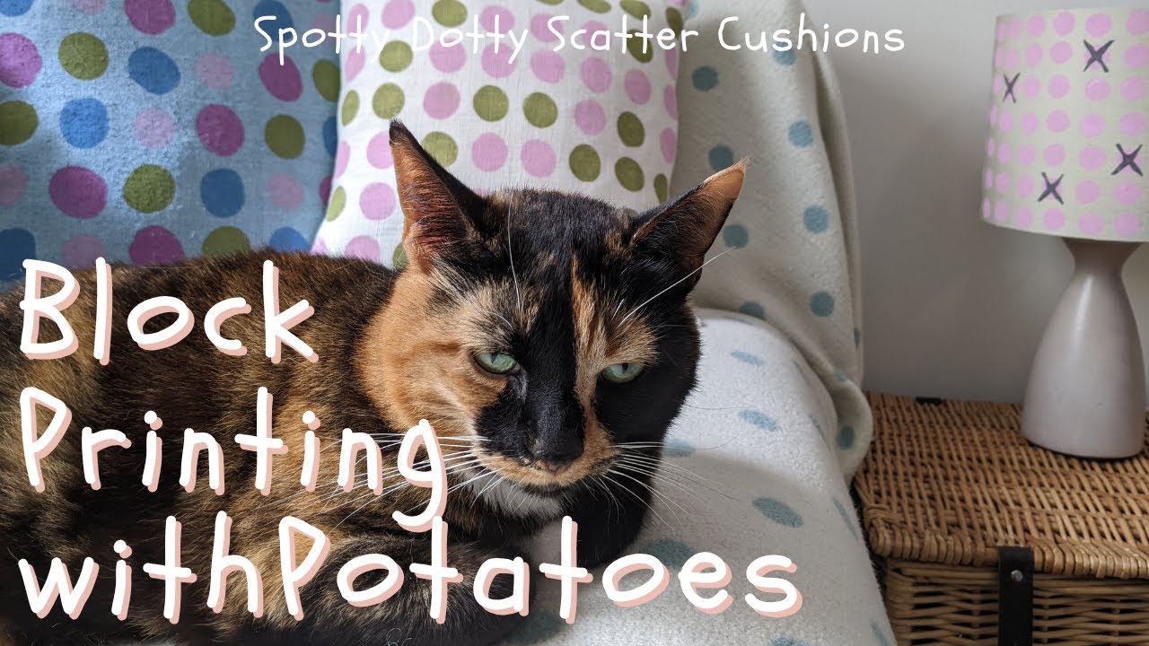 Block Printing with Potatoes-Potato Print Scatter Cushions-Block Printed Fabric-DIY Fabric Printing