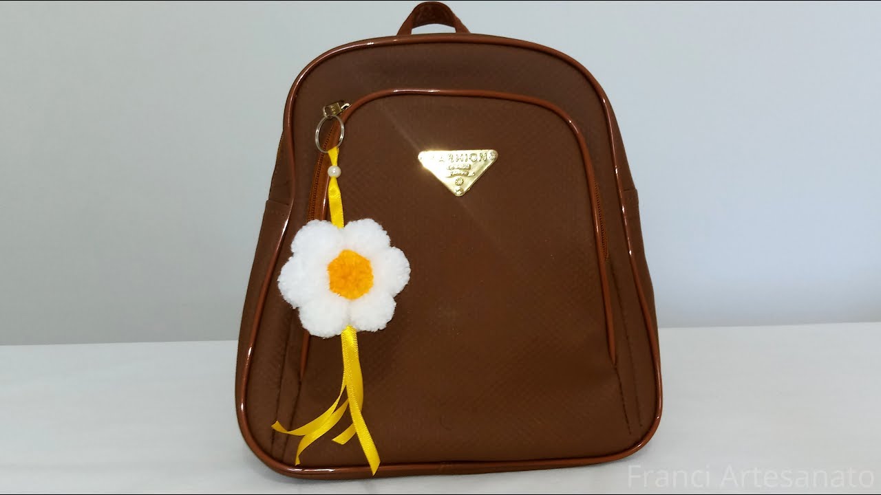 CHAVEIRO MARGARIDA DE POMPOM - FRANCI ARTESANATO