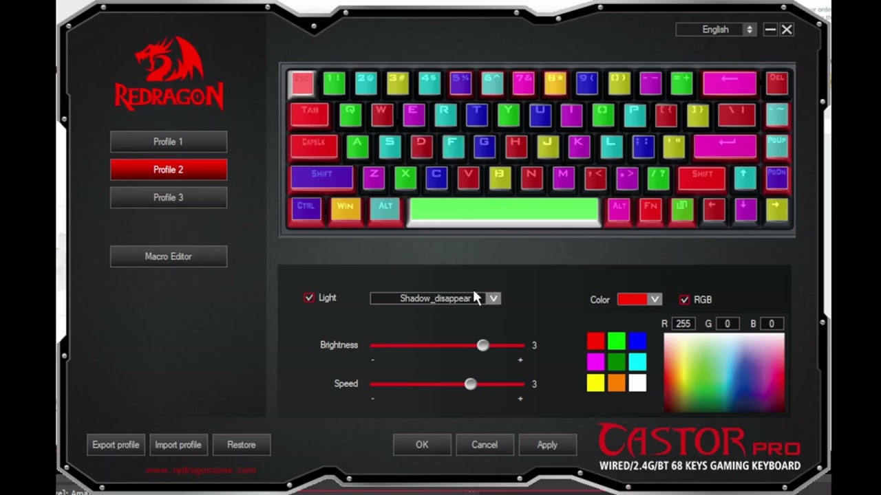 Учебное пособие | Настройка подсветки и макросов на клавиатуре Redragon CASTOR K631 PRO с помощью...